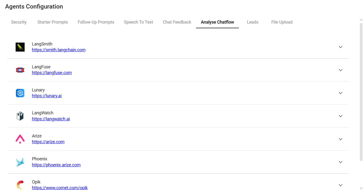 Screenshot of an analytics provider with credentials fields expanded